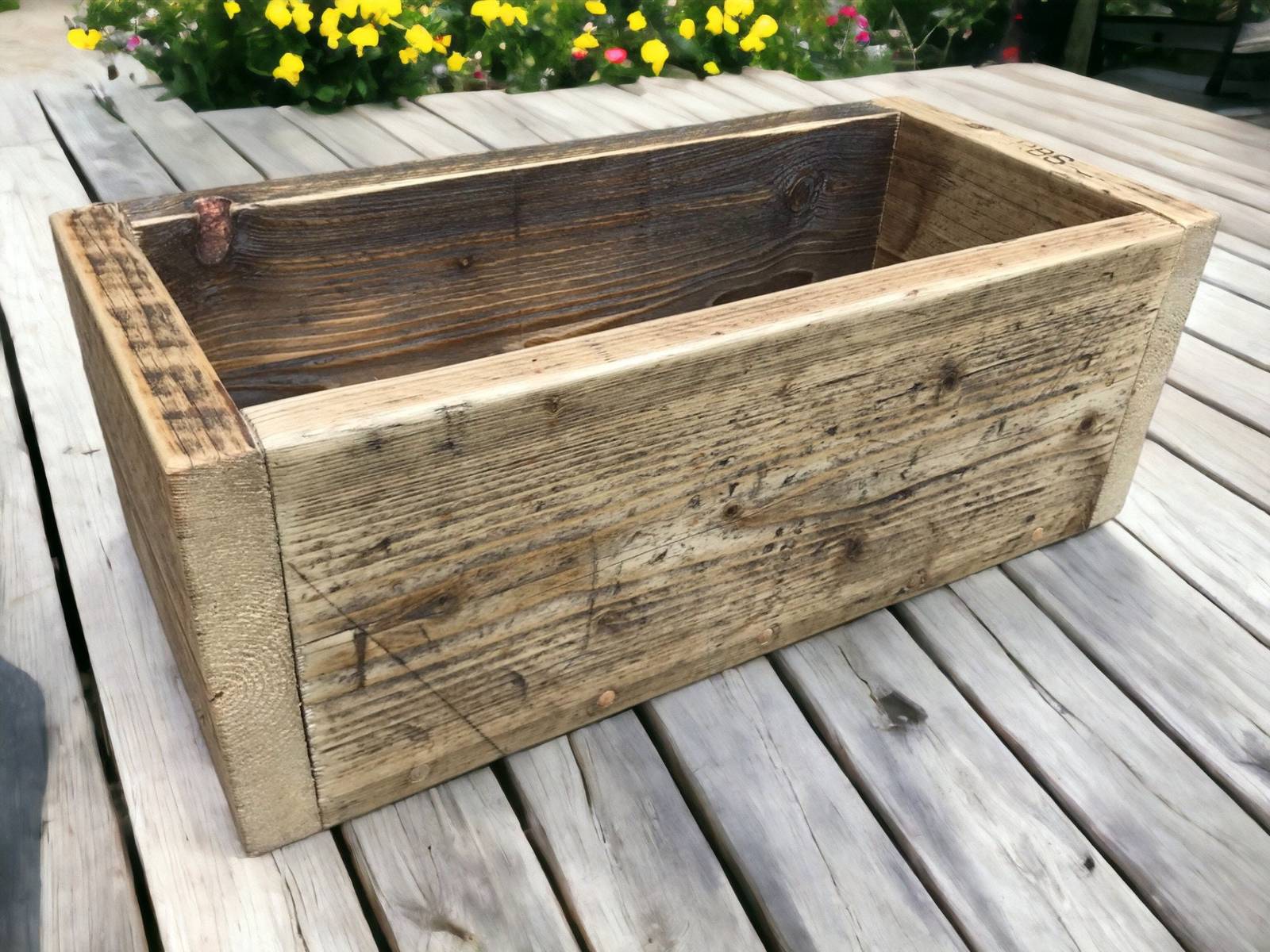 Outdoor Reclaimed Wooden Planter | Square Garden Planter | Office Plante... - $116.00