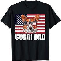Corgi Dad Pembroke Welsh Corgi US Flag Dog Lover 4th of July T-Shirt - £12.54 GBP+