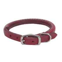 Circle T Oak Tanned Leather Round Dog Collar Red - $1,154.54 MXN
