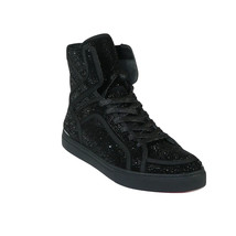 Mens High Top Shoes By FIESSO AURELIO GARCIA ,Fancy Rhine stones 2402 Black image 2