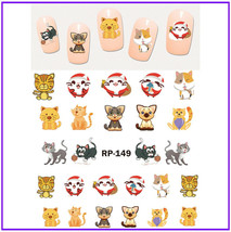 Nail art water transfer stickers decal funny cartoon playing cat RP149 - £2.59 GBP