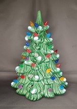 Vtg Ceramic Xmas Tree Small 10&quot; NO BASE Tabletop Table Missing Some Lights READ! - £59.09 GBP