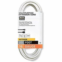 Master Electrician 02352ME01 20-Feet Outdoor Extension Cord, White - £20.12 GBP