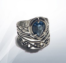 Authentic OR PAZ Sterling Silver 925 Ring Large Topaz  Made in Israel Size 10.5 - £47.94 GBP