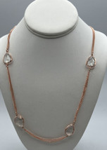 Jewelry Necklace Gold Tone Double Stranded Teardrop Acrylic Bead 16&quot; Around Neck - £7.61 GBP
