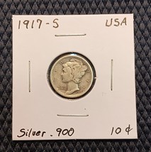 1917-S 10¢ Silver Mercury Dime Early Date - £10.20 GBP