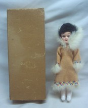 Vintage Arco Gas Dolls Of The World 7&#39;&#39; Sleep Eyes Alaskan Eskimo Girl Doll Toy - £13.69 GBP