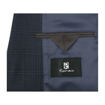 Men Renoir Suit Super 140 Wool Side Vent Slim Fit English Plaid 559-3 Navy Blue image 6