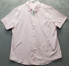 Coofandy Shirt Mens XL Pink Solid Short Sleeve Wrinkle Free Collared Button Down - $20.32