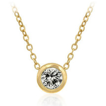 Solitaire Bezel Cubic Zirconia Golden Pendant - $440.07 MXN