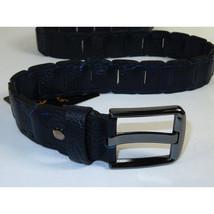 Men Genuine Leather Belt PIERO ROSSI Turkey Crocodile print Hand Stitch #69 navy image 7