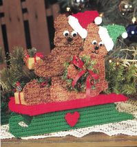 Plastic Canvas Bear Sled Centerpiece Bag Stocking Christmas Card Box Patterns - $11.99