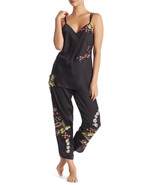 NWT New Designer Natori S Silky Black Embroidered Pajamas PJ&#39;s Womens Sa... - £308.63 GBP