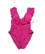 Trina Turk Swimsuit Womens 6 Venus Pink Sway Ruffle Plunge One Piece Res... - $966.59 MXN