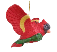 Silvestri Red Cardinal Flying Bird Christmas Ornament Handcrafted Ceramic VTG - £8.33 GBP