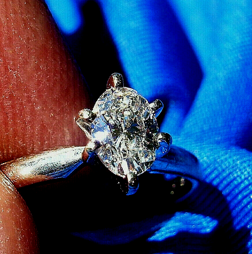 Earth mined Diamond Engagement Ring Solid 14k White Gold Hand made Solitaire 7 Item image 9