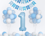 Baby Blue White Balloons and 40Inch 1 Balloon, First Birthday Decoration... - £15.39 GBP