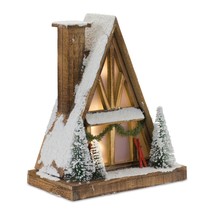 Ski Lodge 13.75&quot;L x 16.5&quot;H Wood 3 AA Batteries, Not Included - £64.15 GBP