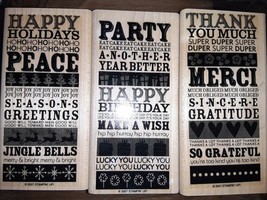 Stampin Up “Block Party” Thank You, Happy Holidays, Birthday 2007 Retired Set 3 - £10.90 GBP