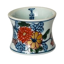 One Blue White Red Floral Porcelain Napkin Ring Holder Signed in Japanese - £16.63 GBP