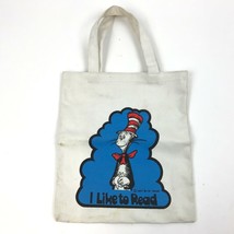 Vtg 80s DR SUESS I Love to Read Library Book Canvas Tote Bag Cat in Hat 12&quot;x10&quot; - £13.90 GBP