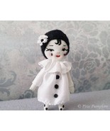 Tiny Pierrette Doll, Handmade Ooak Pierrot Girl Doll, Miniature Rag Art ... - £28.68 GBP