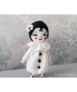 Tiny Pierrette Doll, Handmade Ooak Pierrot Girl Doll, Miniature Rag Art ... - $36.00