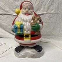 Vintage General Foam Lighted Santa Claus Blow Mold Gift Present Teddy Bear 18&quot; - £39.32 GBP