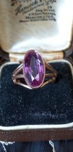Antique Vintage 1917-s 14 CT Gold Large Amethyst Ring Size UK M, US 6.5 - Heavy! - £391.72 GBP