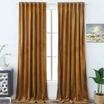 Timeper Gold Velvet Curtains 96 Inches - Super Soft Velvet Drapes Heat, 2 Panels - $59.99