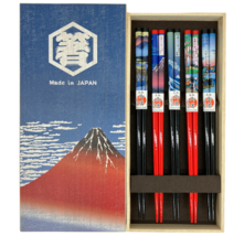 Ukiyo-e Japanese Wood Chopsticks 5 Piece Set with Box Japan - £32.42 GBP