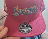 NBA LOS ANGELES LAKERS NORTHERN LIGHTS MITCHELL &amp; NESS RED FITTED MENS H... - £21.43 GBP