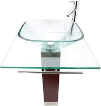 Renovators Supply Bohemia Glass Pedestal Sink Crystal Clear Countertop Modern - £308.40 GBP