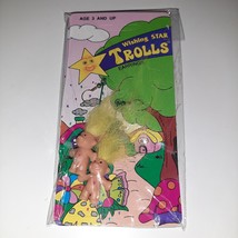 Vintage Wishing Star Troll Dolls Dangle Earrings Good Luck YELLOW Hair 2&quot; NEW - £7.95 GBP