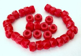 25 6 x 4mm Czech Glass Facetted Crow Beads: Opaque Red - $2.41