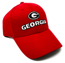 Red University Of Georgia Bulldogs Mvp Text Logo Curved Bill Adjustable Hat Cap - £12.66 GBP