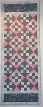 Pink and Grey Irish Chain and Hour Glass Table Runner - $45.00