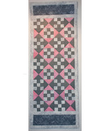Pink and Grey Irish Chain and Hour Glass Table Runner - £35.97 GBP
