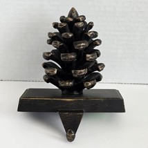Bronzed Pinecone Christmas Stocking Holder Fireplace Mantle Hanger Holid... - $19.78
