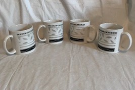 Sakura Port Of Call Serenade Coffee Cup/Mug Set Of 4 Euc Navy Gray White 3.5” - £16.02 GBP