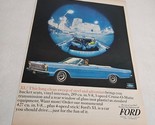 Ford Galaxie XL Blue Convertible in City at Night Lights Vintage Print A... - $8.98