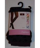 Joyspun Women&#39;s Purple Opaque &amp; Black Flocked Leopard 2 Pack Tights Size... - $9.49