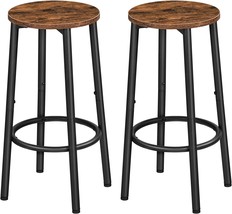 Hoobro Set Of 2 Bar Stools, Kitchen Round Bar Chairs With Footrest, Industrial - £51.94 GBP