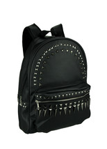 Scratch &amp; Dent Black Studded Multi Pocket Fashion Laptop Backpack - £35.03 GBP