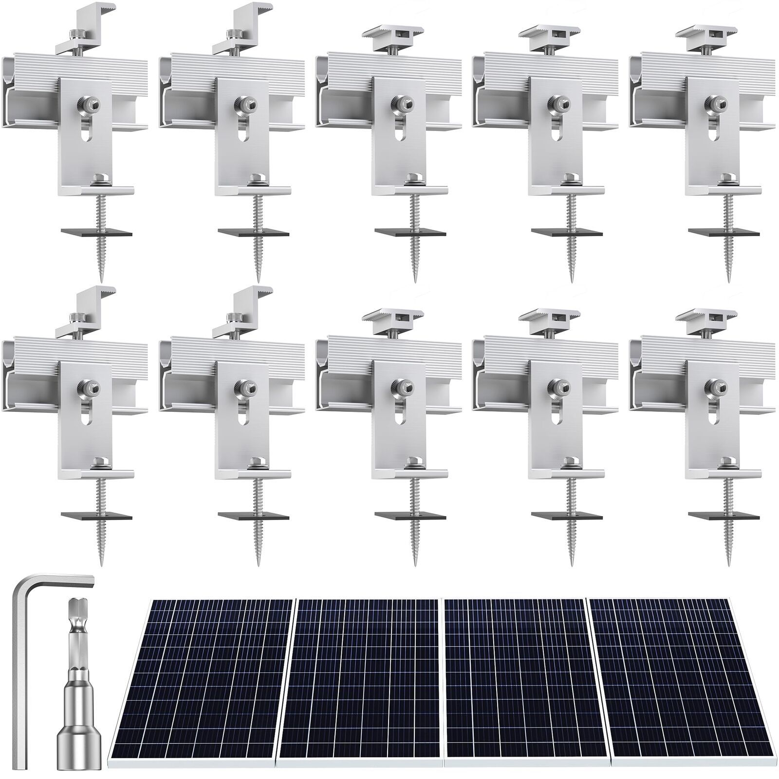 Solar Panel Mounting Brackets Kit 10Pcs Solar Roof Mount Kit for 1-4 Pie... - $102.32