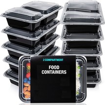 2 Compartment Meal Prep Container Reusable Plastic Food Storage Tray Pack Of 10 - £13.88 GBP