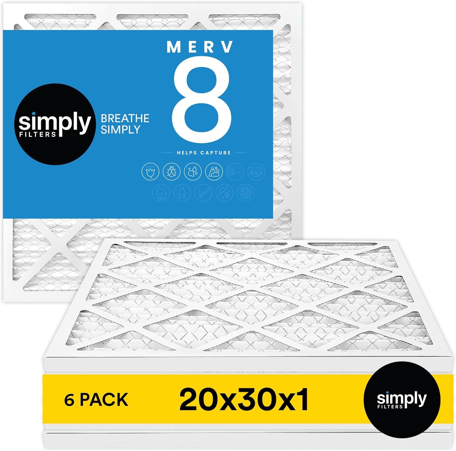 thumbnail image 2 of Filterbuy 16x25x1 Air Filter 5-Pack - MERV 8 Pleated HVAC Filters (Actual Size 15.5x24.5x0.75) 2 of 11