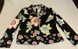 Draper&#39;s &amp; Damon&#39;s Black Embroidered Floral Sequins Jacket Women&#39;s Vintage M - $28.00