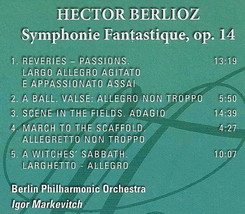 Hector Berlioz (Symphonie Fantastique, op. 14 MARKEVITCH cd tracks) [CD] - £9.98 GBP