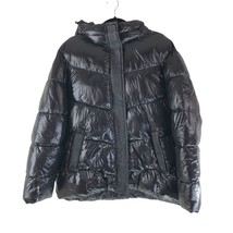 Michael Kors Womens Puffer Jacket Hooded Shiny Quilted Logo Black XXL - £19.32 GBP